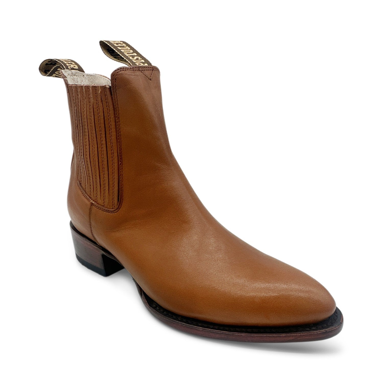 Men’s J Toe Leather Brown Ankle Cowboy Boot