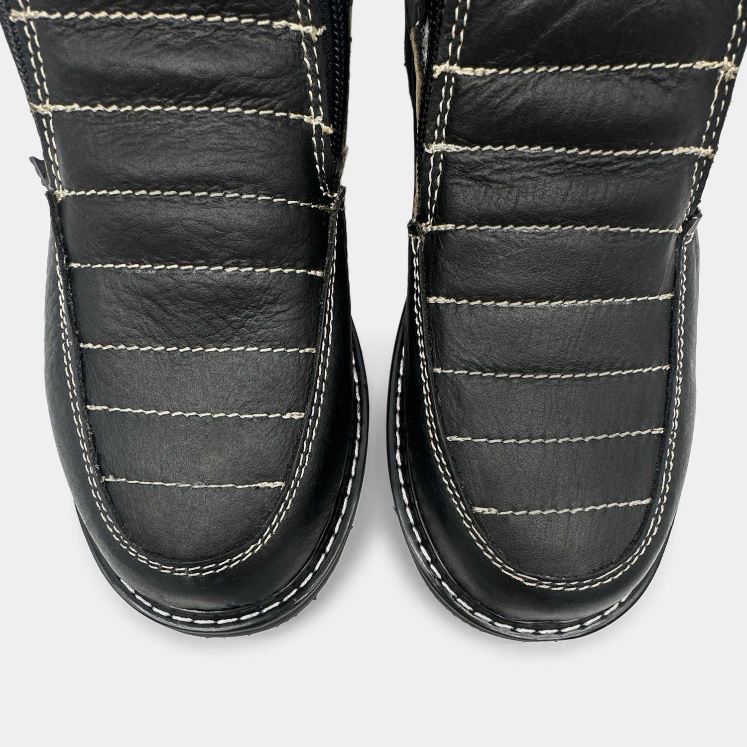 Men's Leather Moc Toe Double Zipper Soft Toe Work Boot