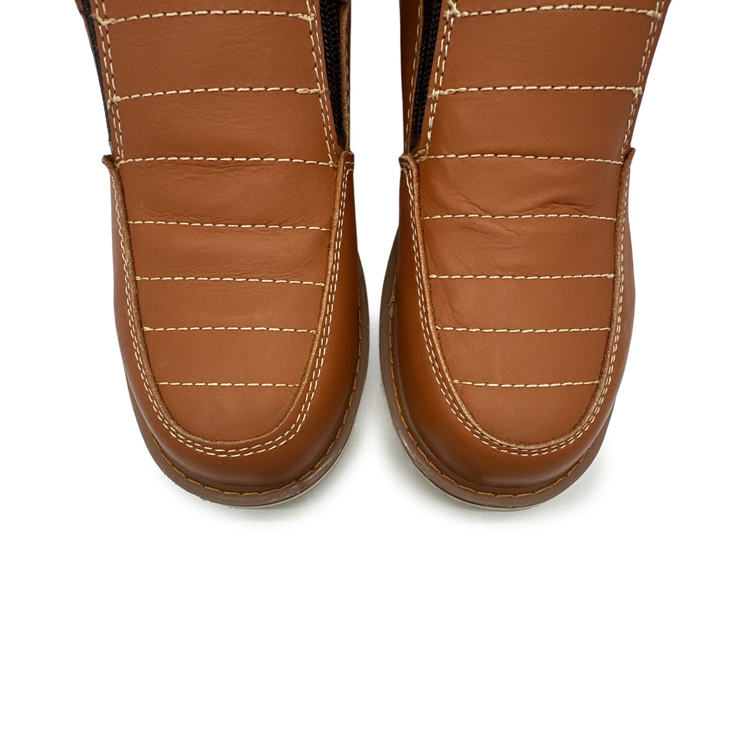 Men's Leather Moc Toe Double Zipper Soft Toe Work Boot