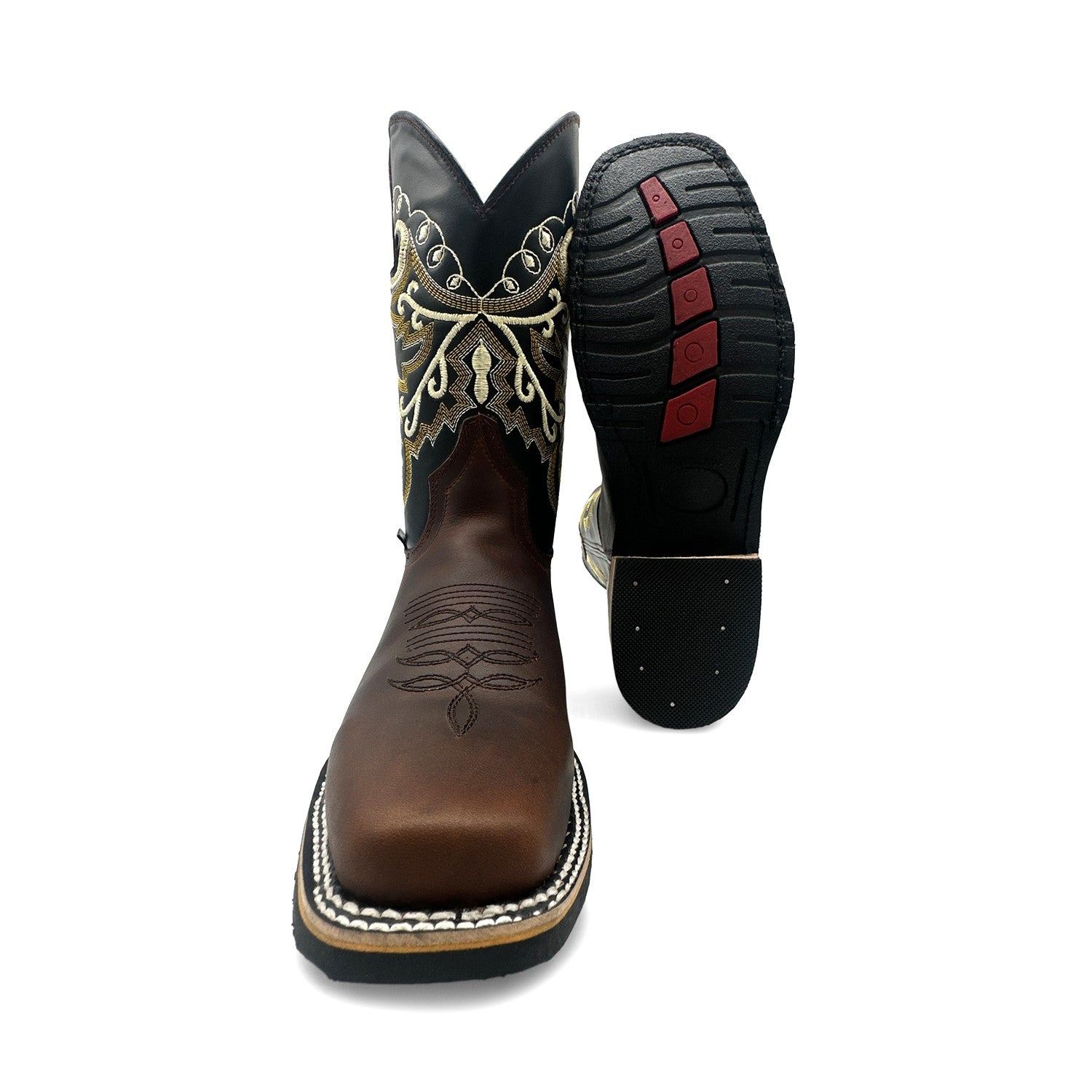 Men's Genuine Leather Cowboy Square Toe Western Rodeo Boots