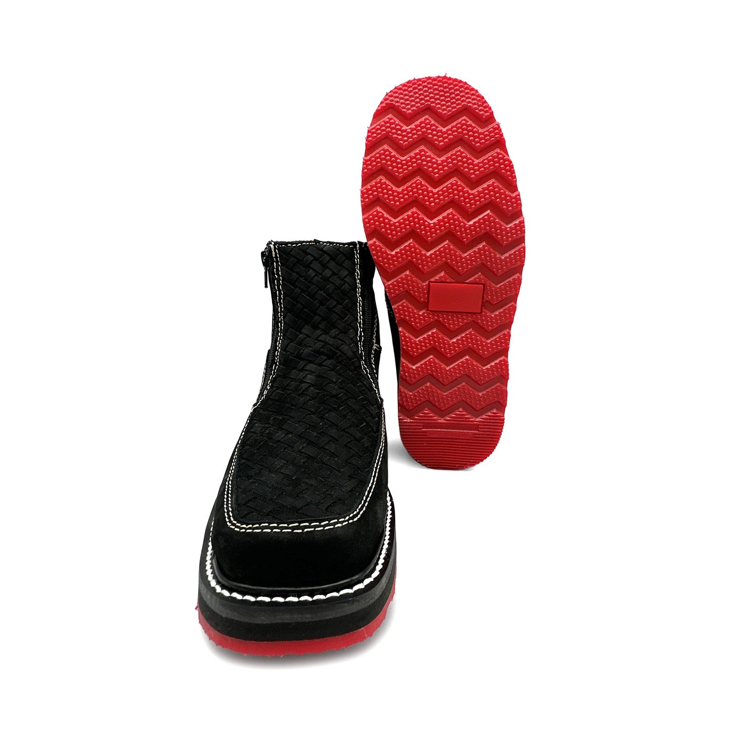 Men's Square Toe Leather Double Zipper Cowboy Petatillo Boot