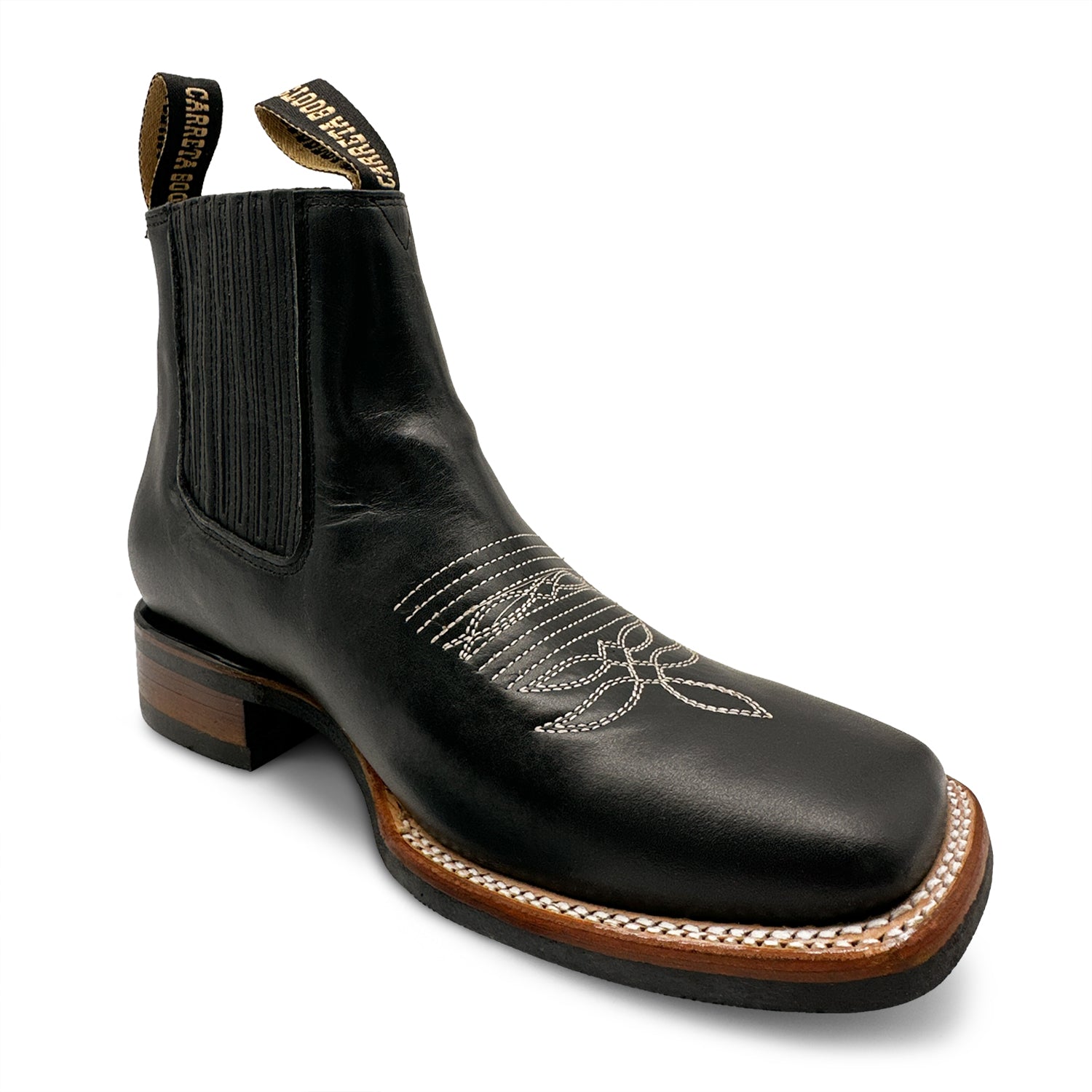 Men’s Genuine Leather Square Toe Short Ankle Cowboy Boot