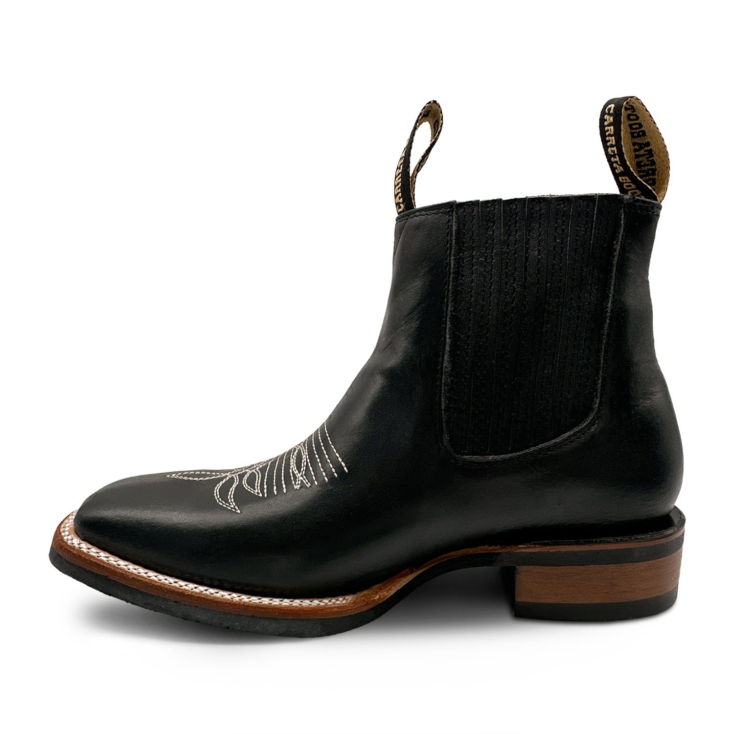 Men’s Genuine Leather Square Toe Short Ankle Cowboy Boot