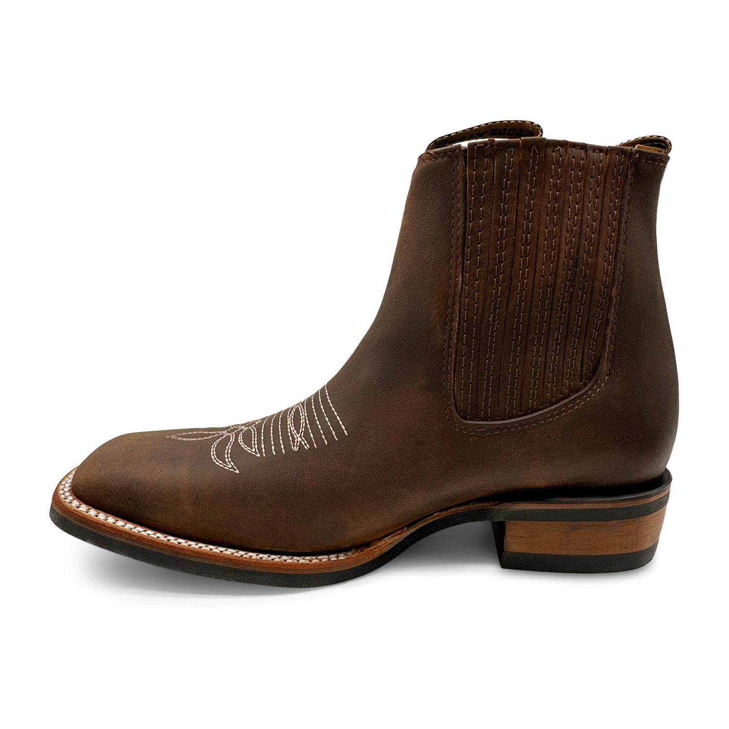 Men’s Genuine Leather Square Toe Short Ankle Cowboy Boot