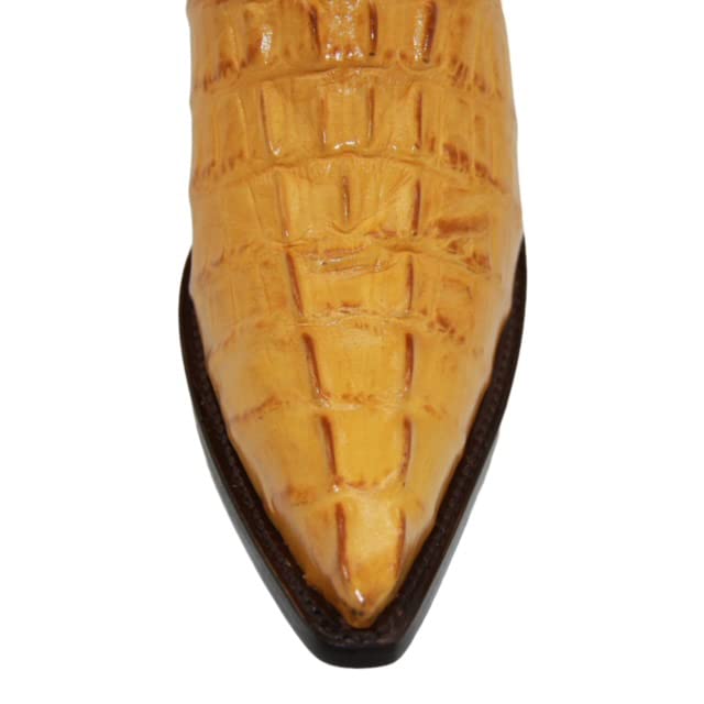 Men's Crocodile Alligator Print Leather Cowboy Western Boots Snip Toe