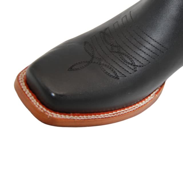 Men's Genuine Leather Square Toe Short Ankle Rodeo Cowboy Boot