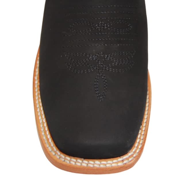 Men's Genuine Leather Square Toe Short Ankle Cowboy Boot