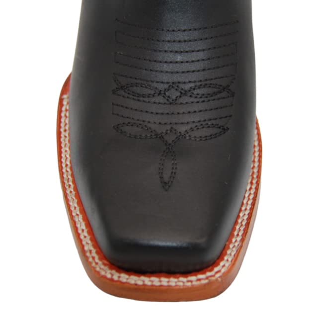 Men's Genuine Leather Square Toe Short Ankle Rodeo Cowboy Boot