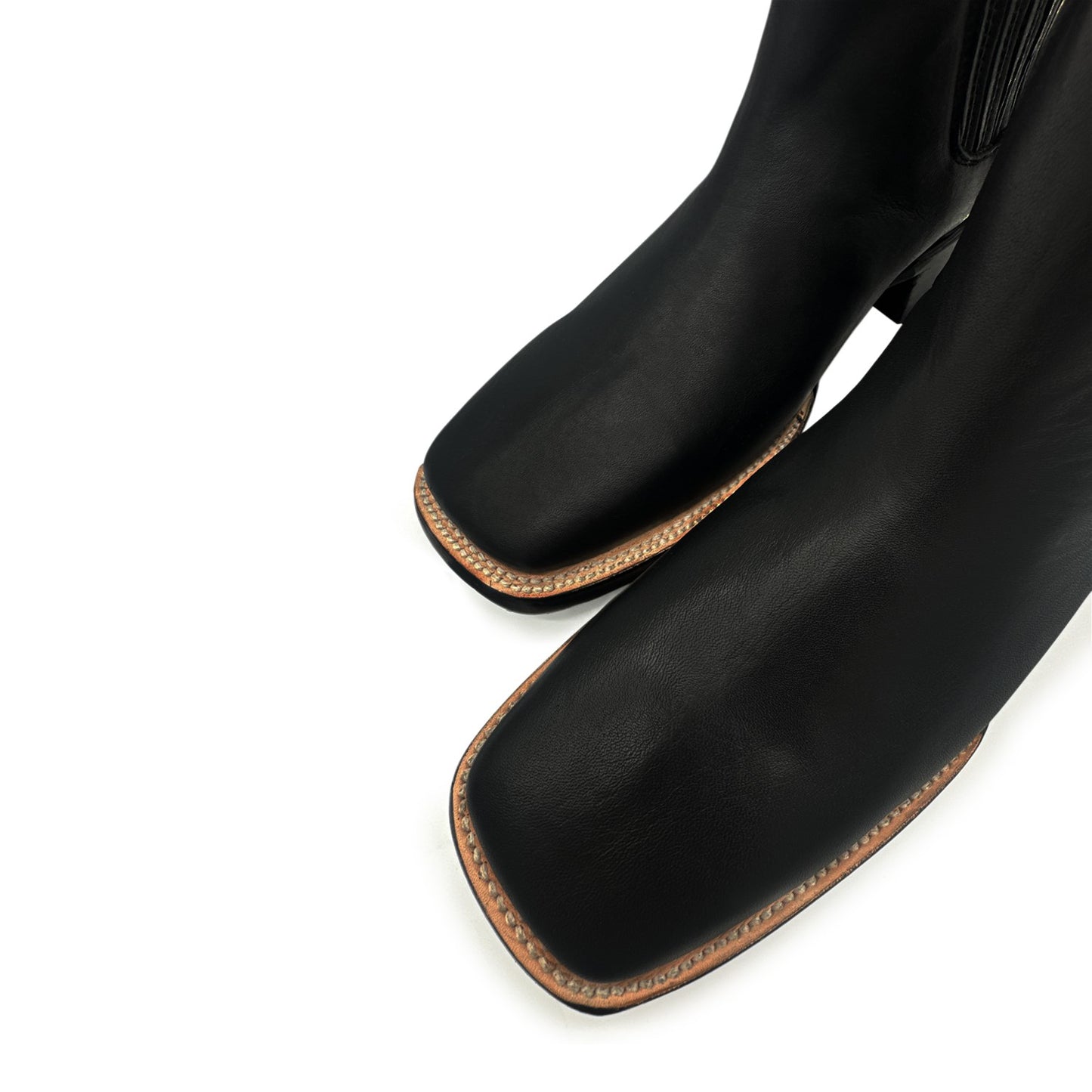 Men’s Square Toe Leather Black Ankle Boot