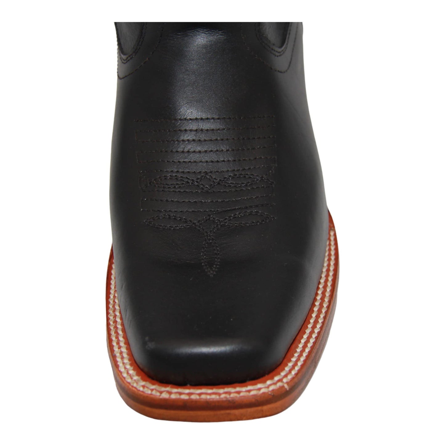 Men's Black Genuine Leather Square Toe Western Boot