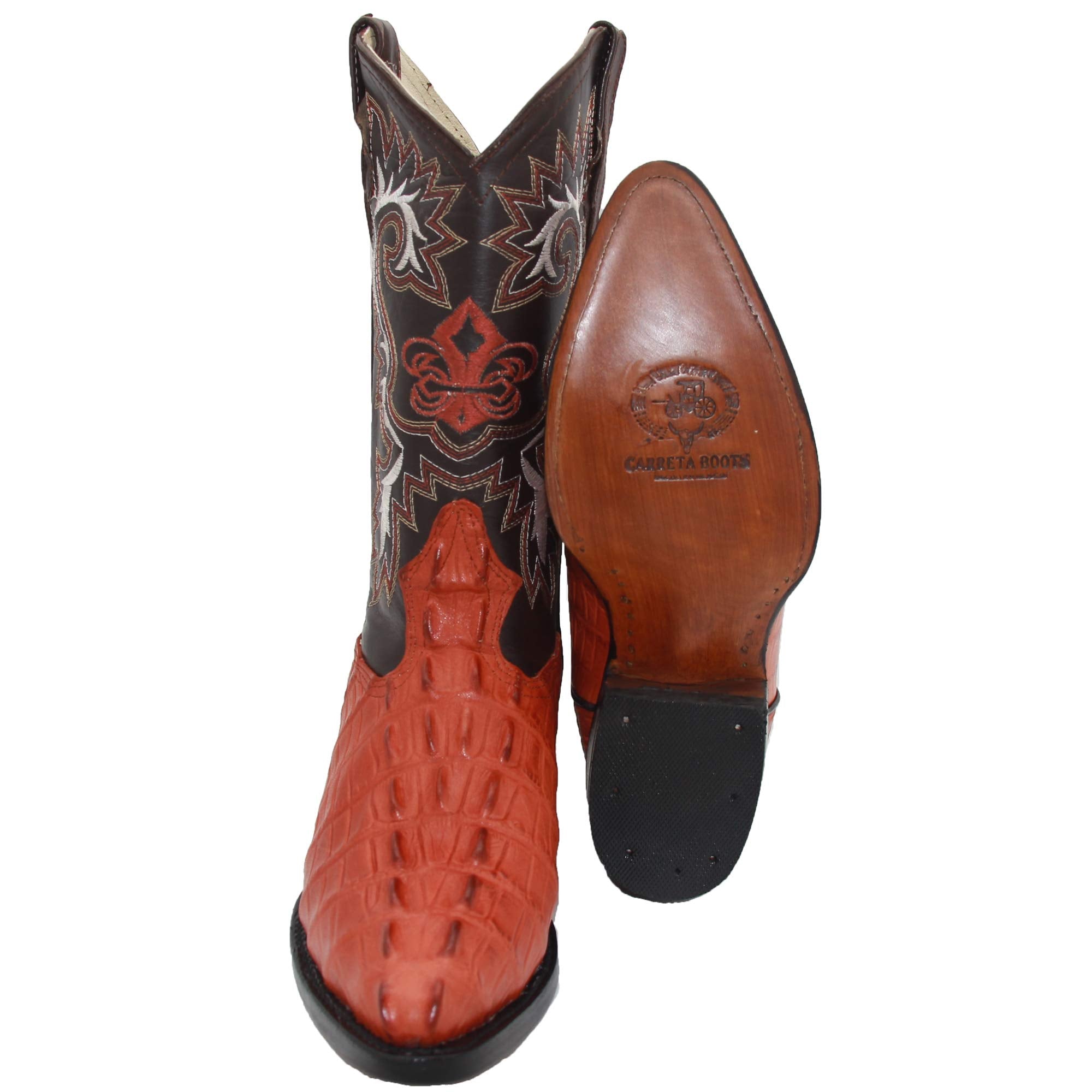Men's Leather Crocodile Alligator Print Western Cowboy Boots