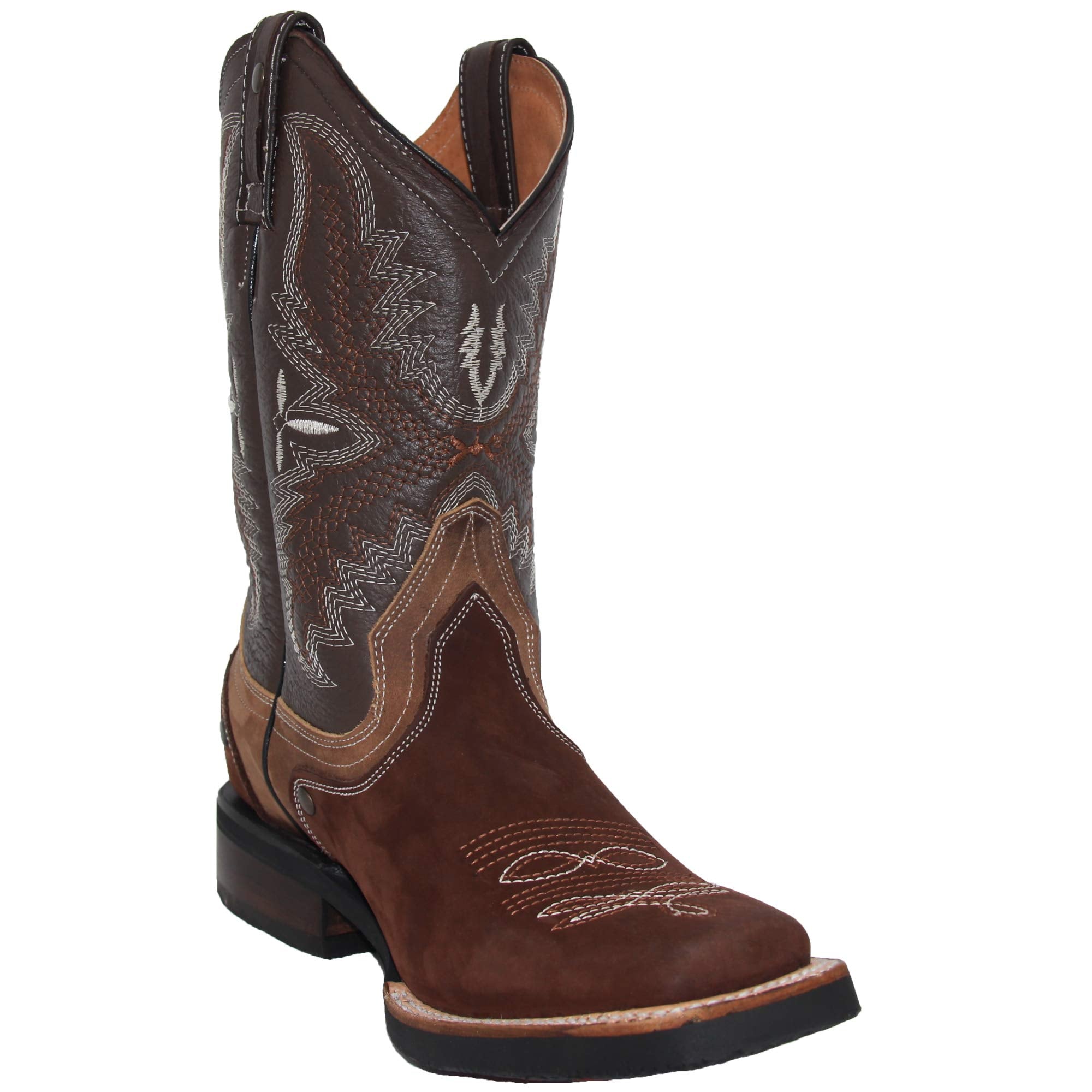 Men's Genuine Leather Square Toe Cowboy Rodeo Western Boots