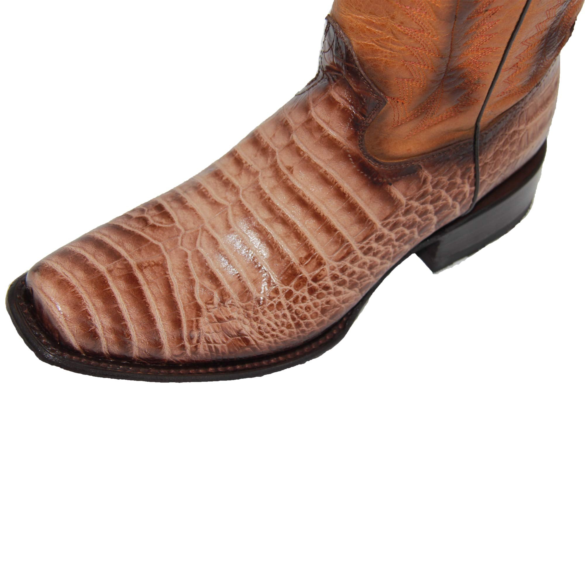 Men's Genuine Leather Caiman Crocodile Print Design Cowboy Western Boots