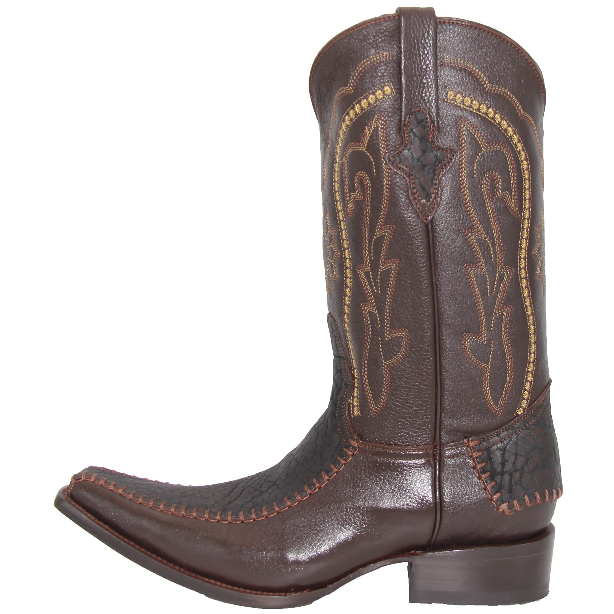 Men’s Genuine Leather Luxury Western Bull Neck Print Cowboy Boot