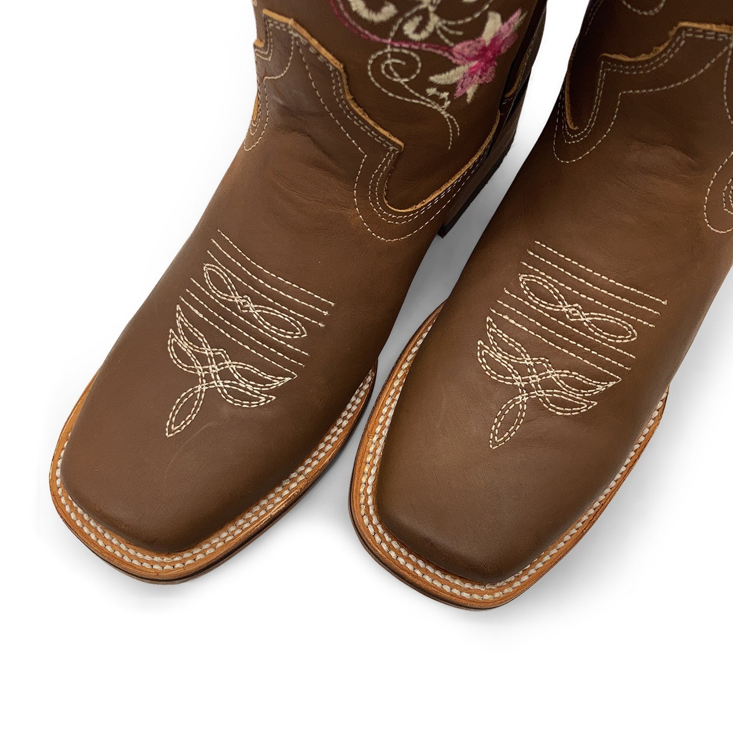 Women’s Cowboy Boot, Floral Embroidered Western Cowgirl Boots, Mid Calf Pull-On Square Toe
