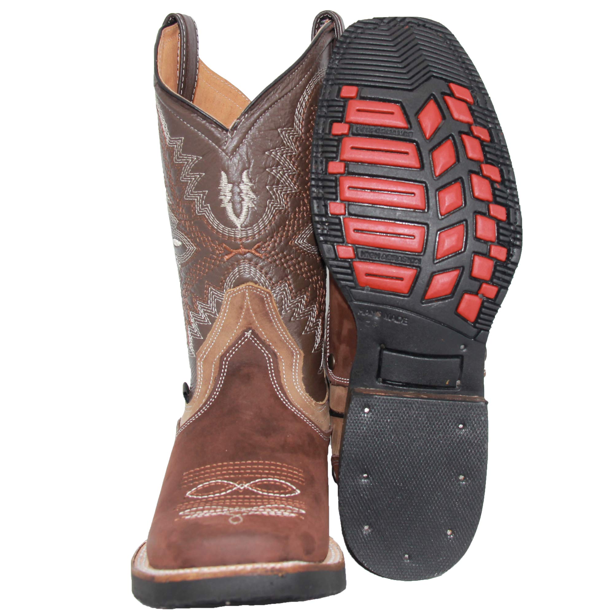 Men's Genuine Leather Square Toe Cowboy Rodeo Western Boots