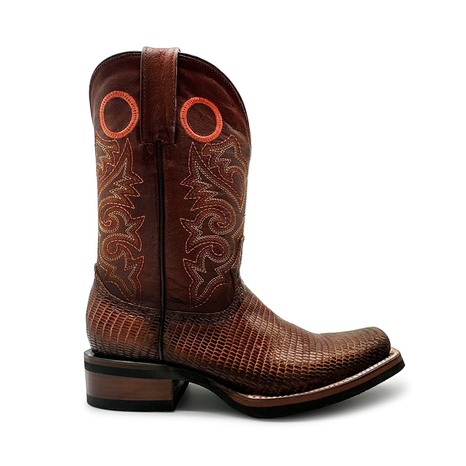 Men’s Genuine Leather Lizard Print Square Toe Dress Cowboy Boot