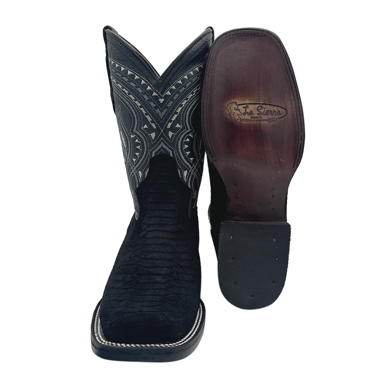 Men's Exotic Snakeskin Square Toe Phyton Print Genuine Leather Western Boots