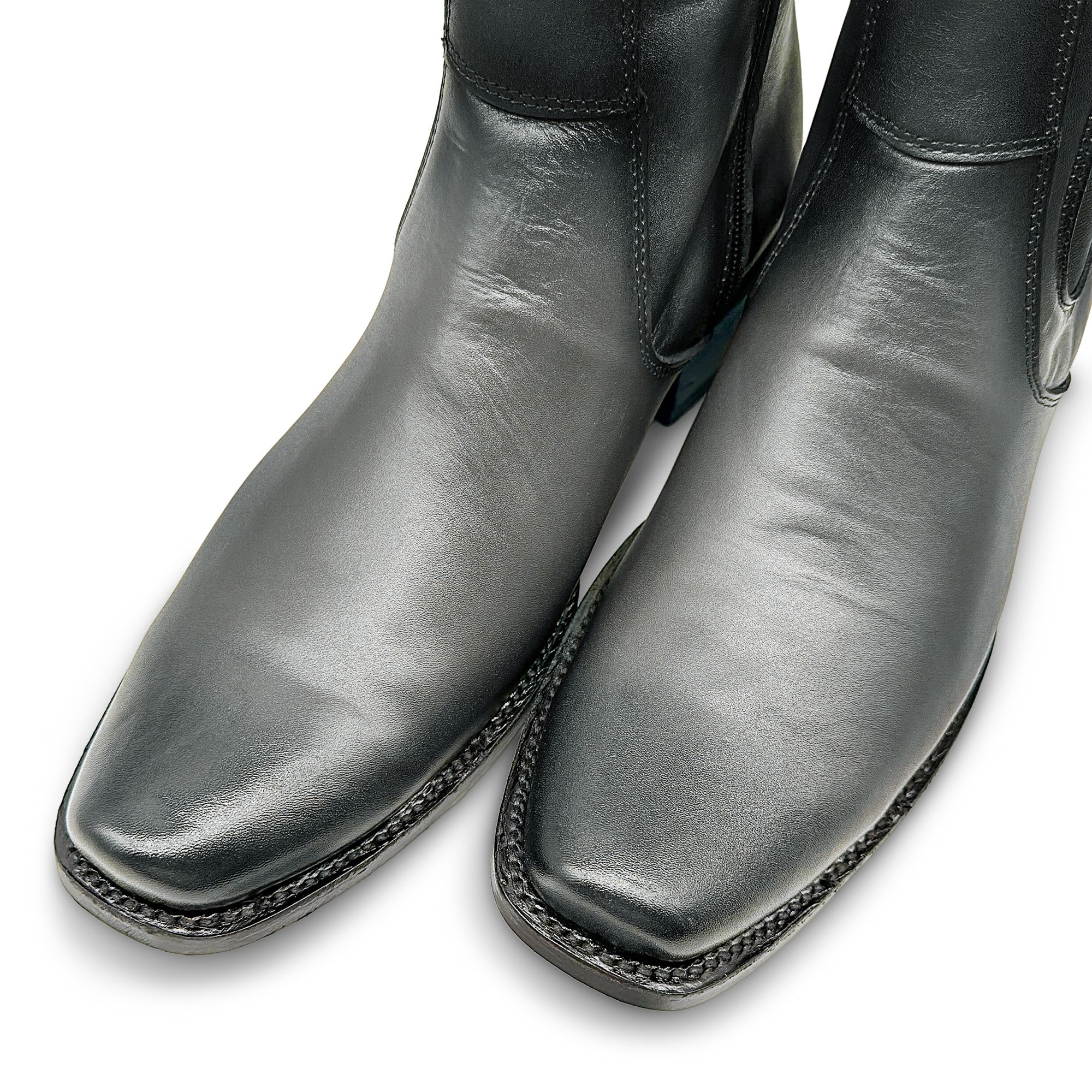 Men's Genuine Leather Ankle High Western Boot Side Zipper Square Toe Dress Cowboy Boot