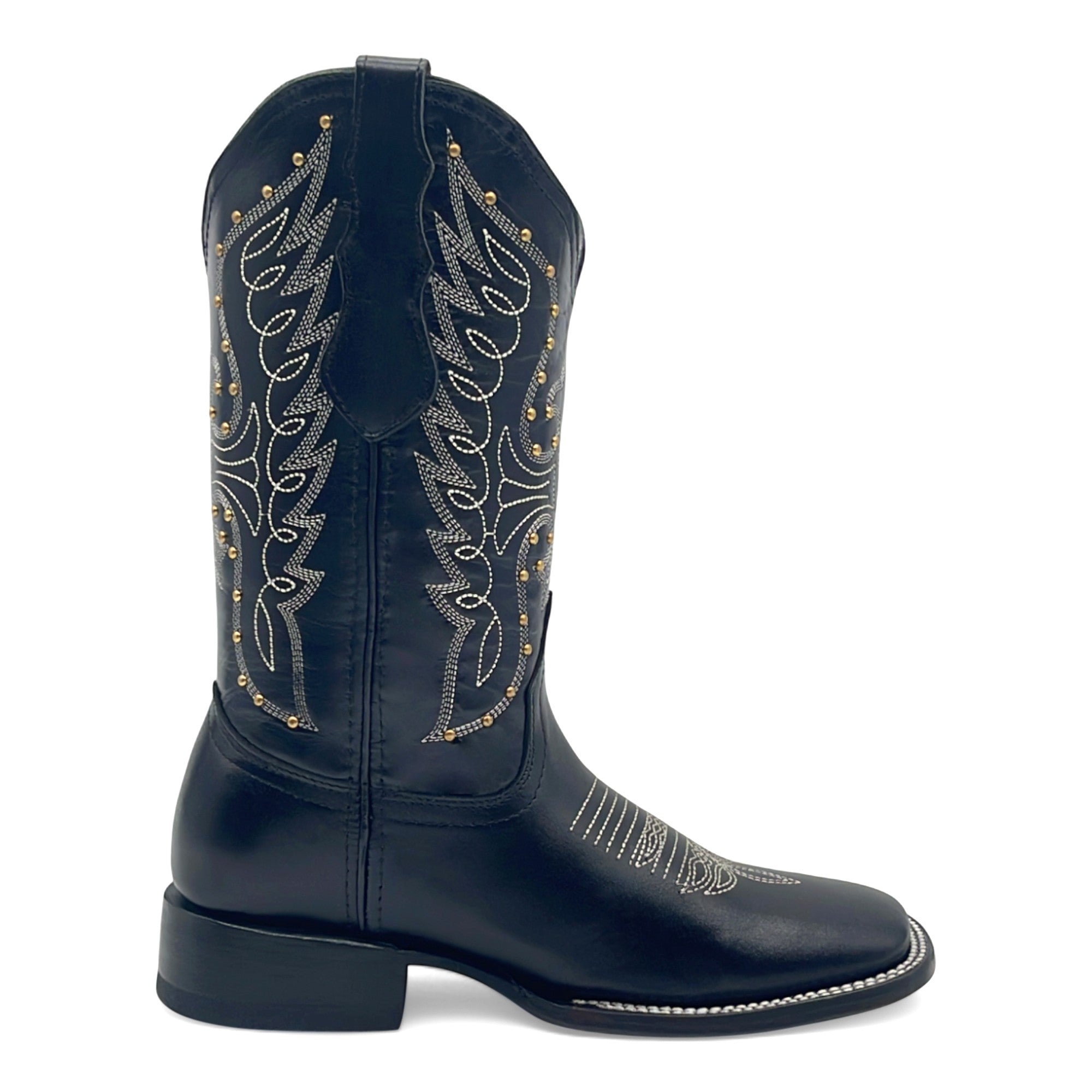 Women's Square Toe Western Leather Boots Midcalf Cowboy Boots