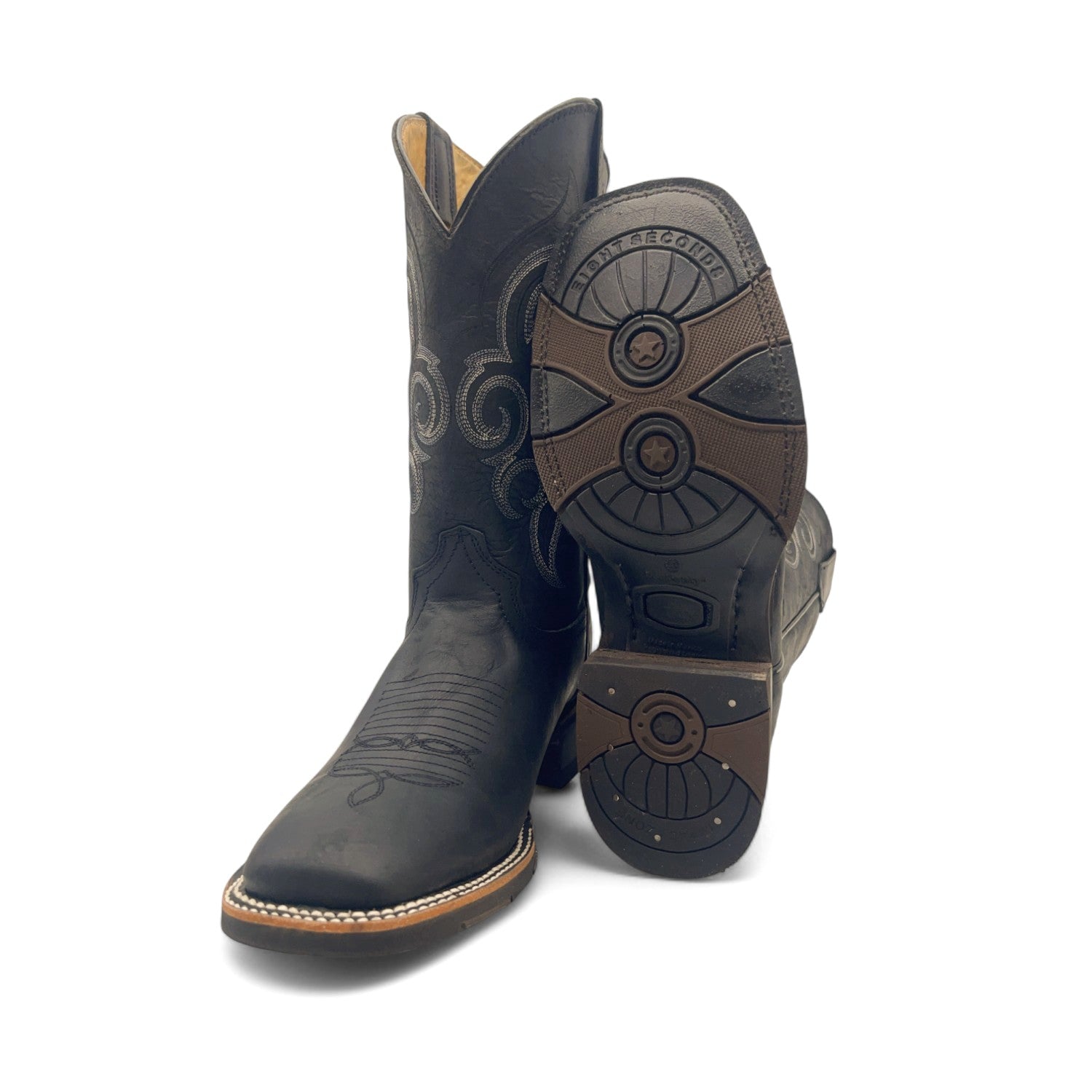 Men's Square Toe Leather Cowboy Boot Midcalf Rubber Sole