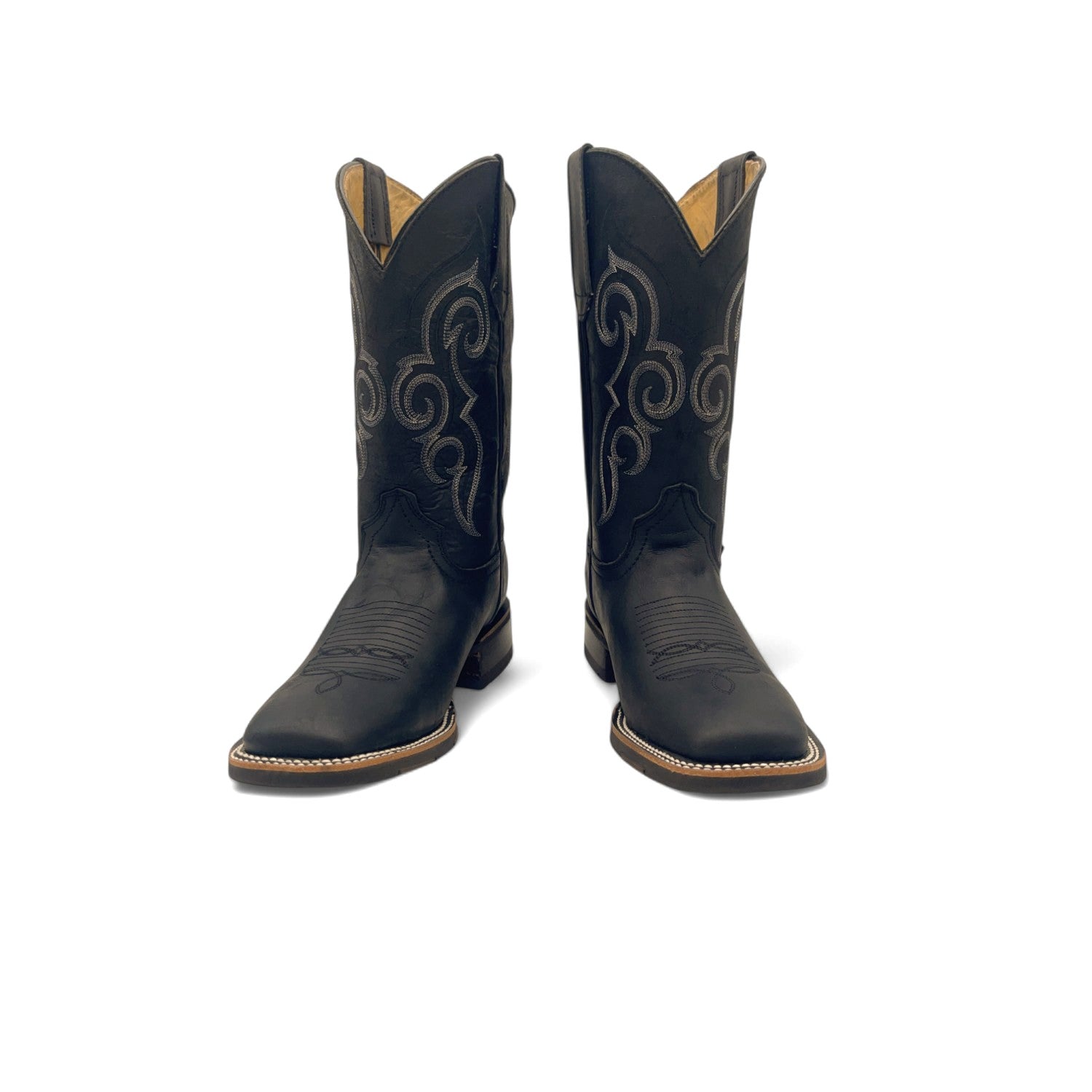 Men's Square Toe Leather Cowboy Boot Midcalf Rubber Sole