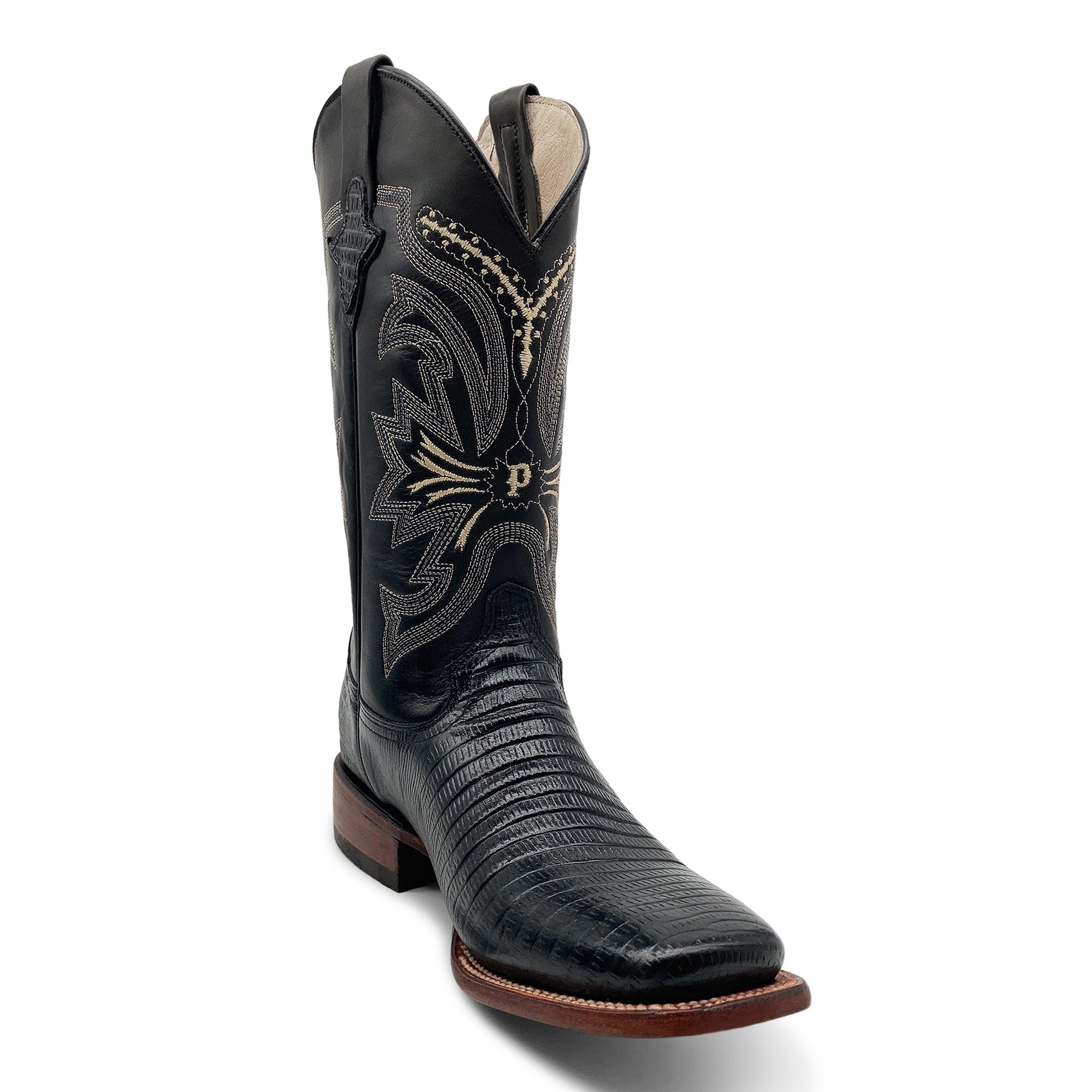 Men’s Leather Lizard Print Western Cowboy Boots Square Toe