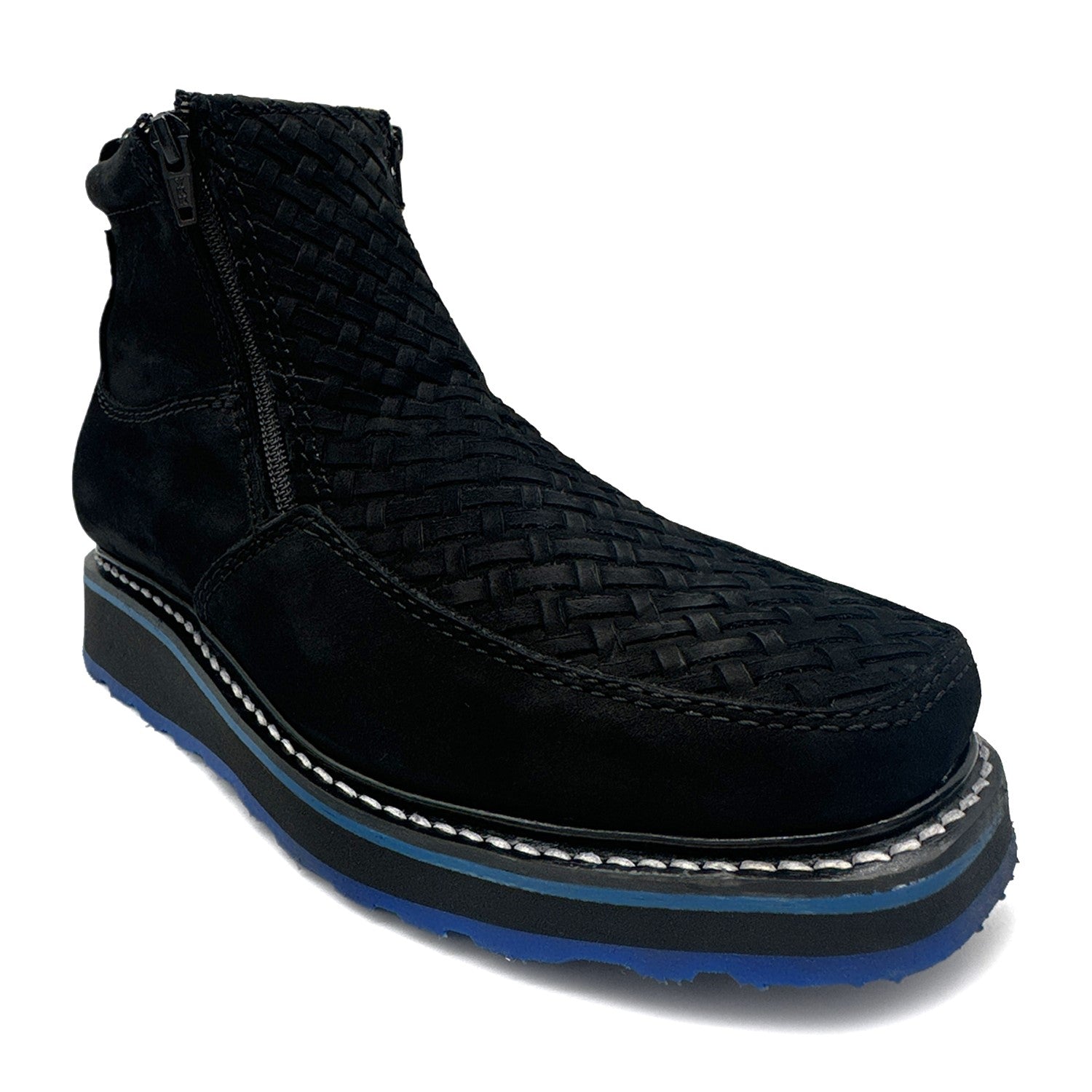 Men's Square Toe Leather Double Zipper Cowboy Petatillo Boot