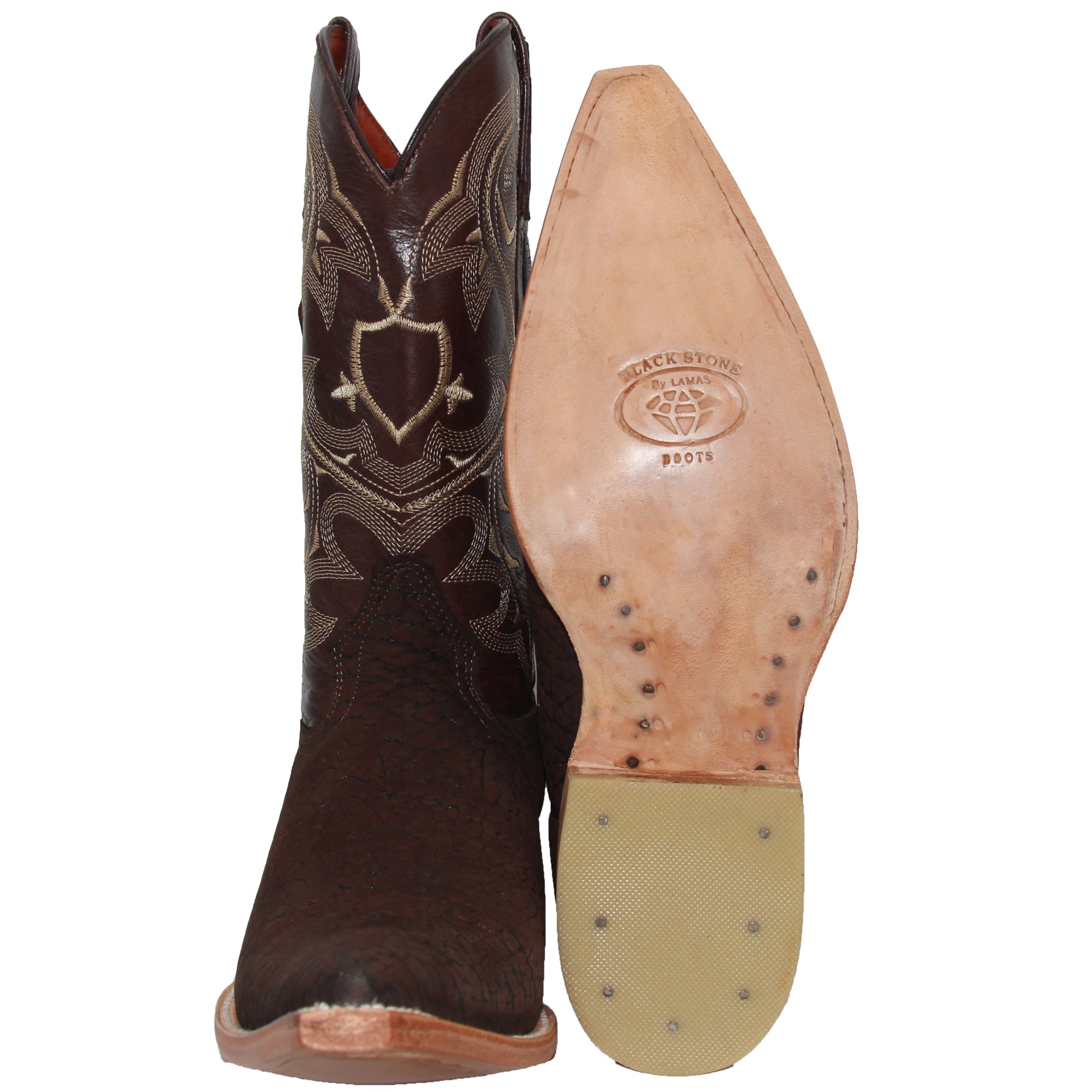 Mens Leather Cowboy Boot Snip Toe Western Leather Boot