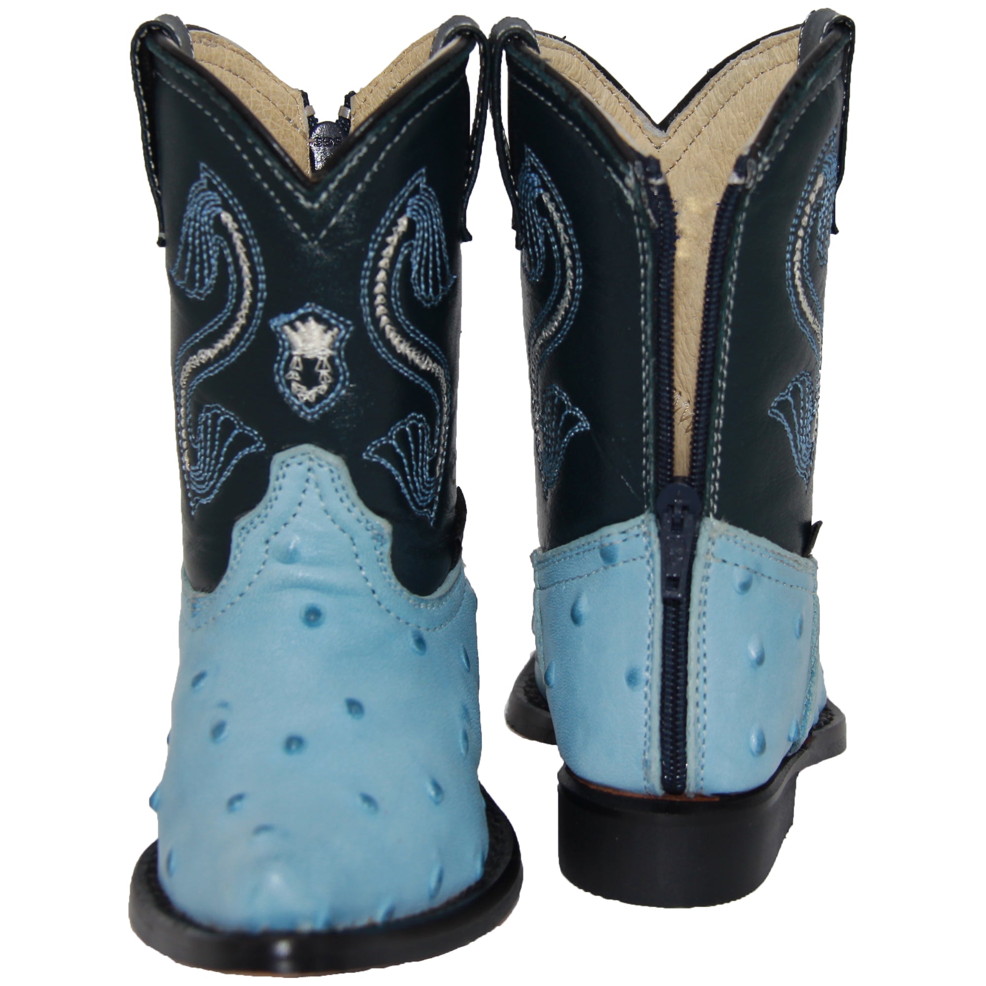 Kids Ostrich Print Western Boots Infant Toddler Cowboy Snip Toe Boot