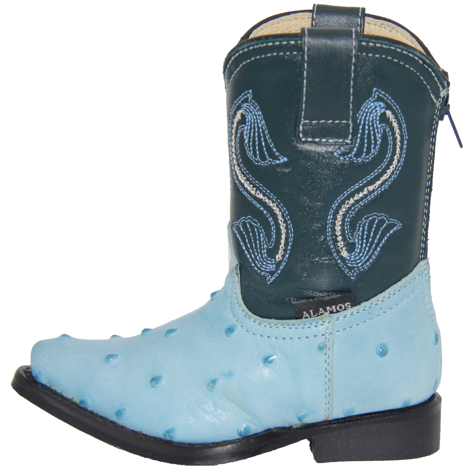 Kids Ostrich Print Western Boots Infant Toddler Cowboy Snip Toe Boot