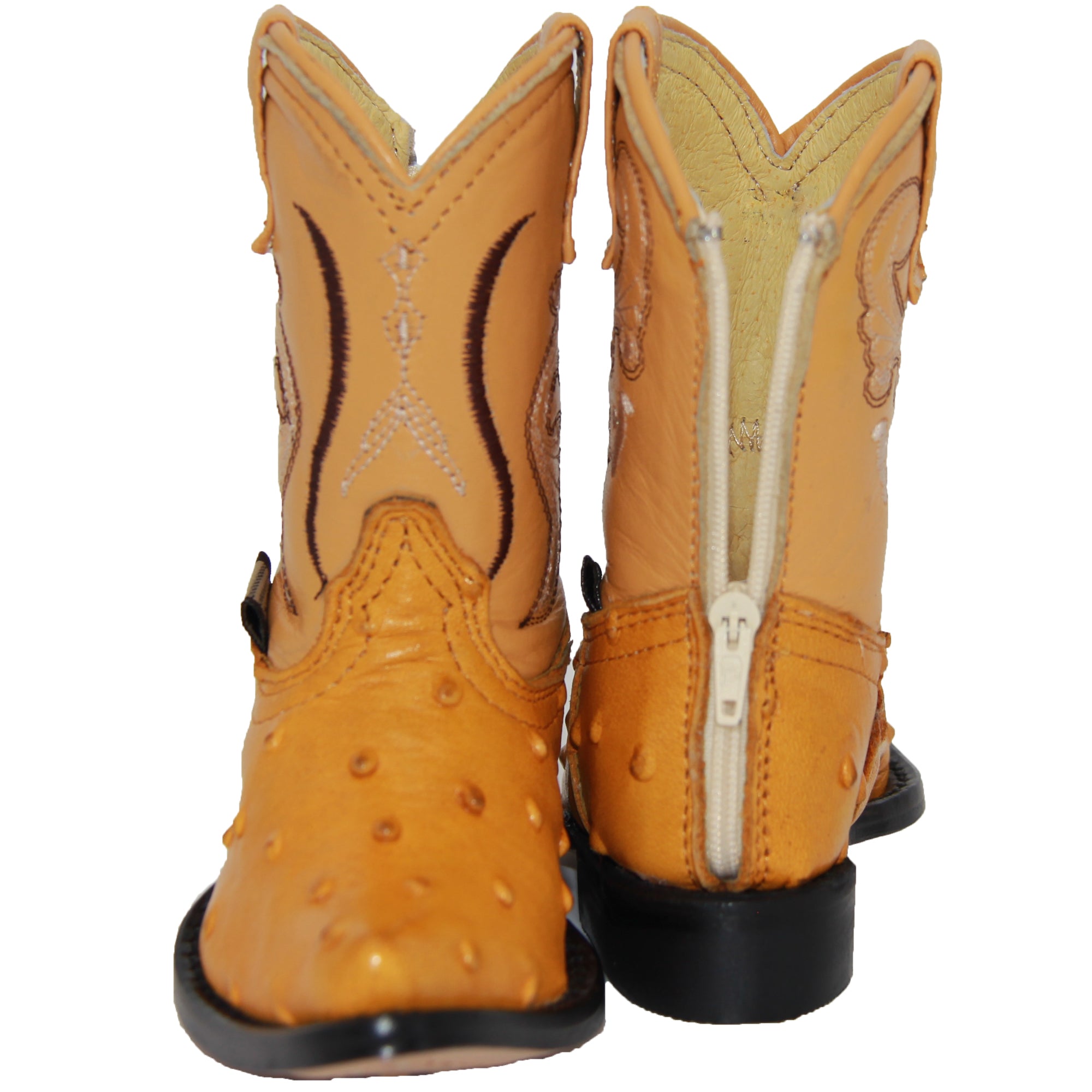Kids Ostrich Print Western Boots Infant Toddler Cowboy Snip Toe Boot