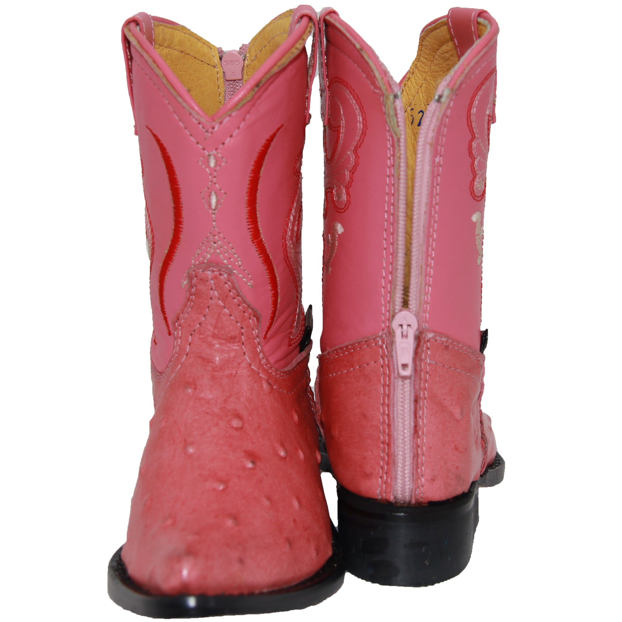 Kids Ostrich Print Western Boots Infant Toddler Cowboy Snip Toe Boot