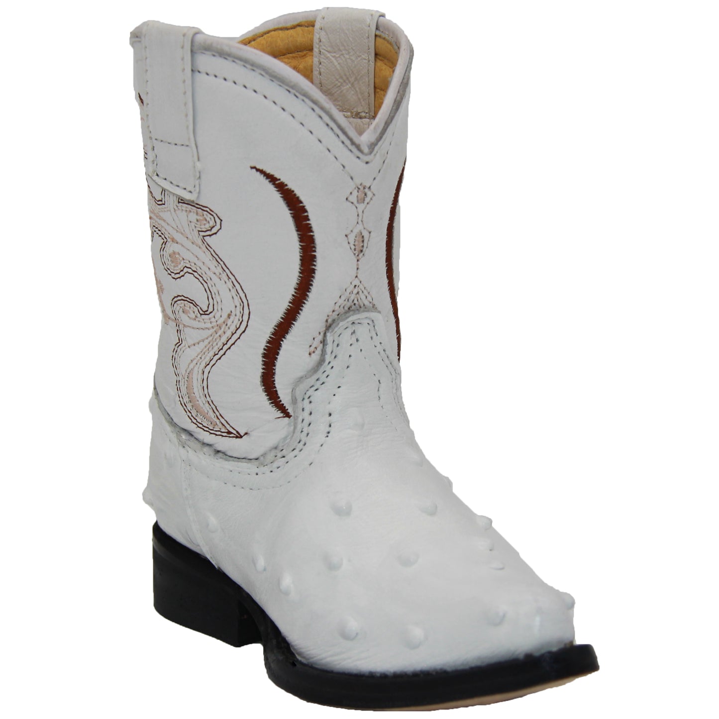 Kids Ostrich Print Western Boots Infant Toddler Cowboy Snip Toe Boot