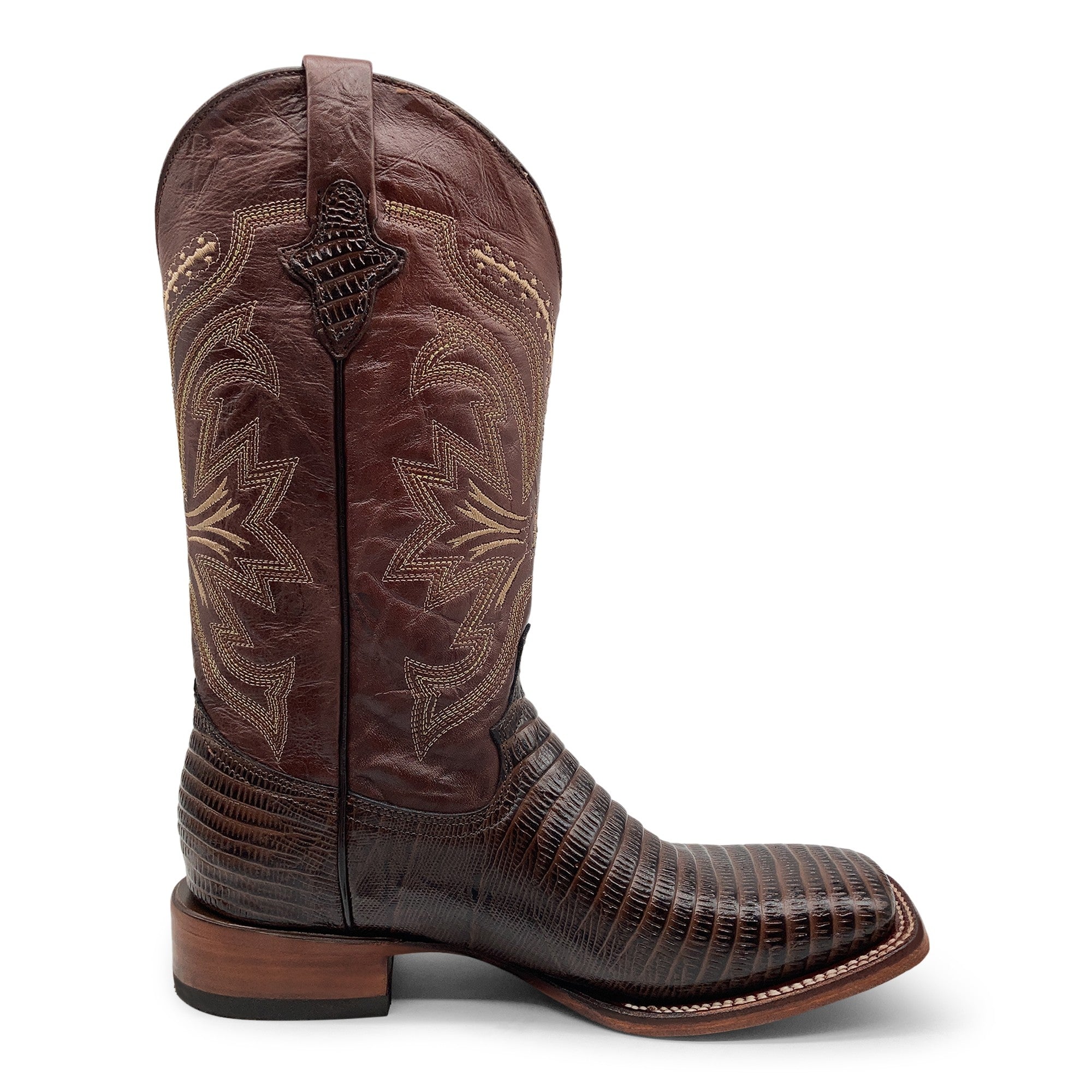 Men’s Leather Lizard Print Western Cowboy Boots Square Toe
