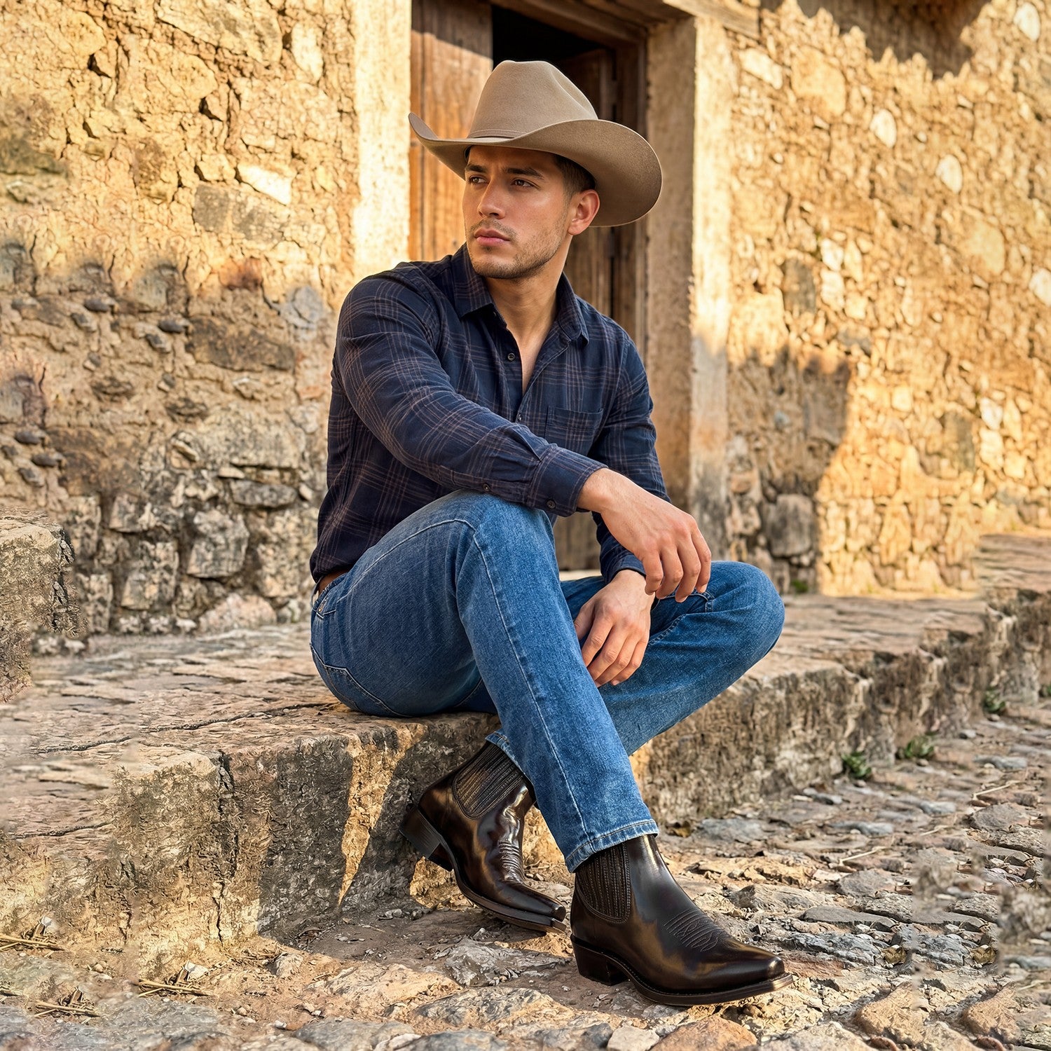 Men’s J Toe Short Ankle Leather Boot