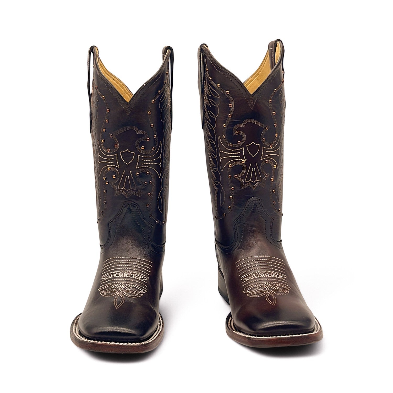 Women's Square Toe Western Leather Boots Midcalf Cowboy Boots