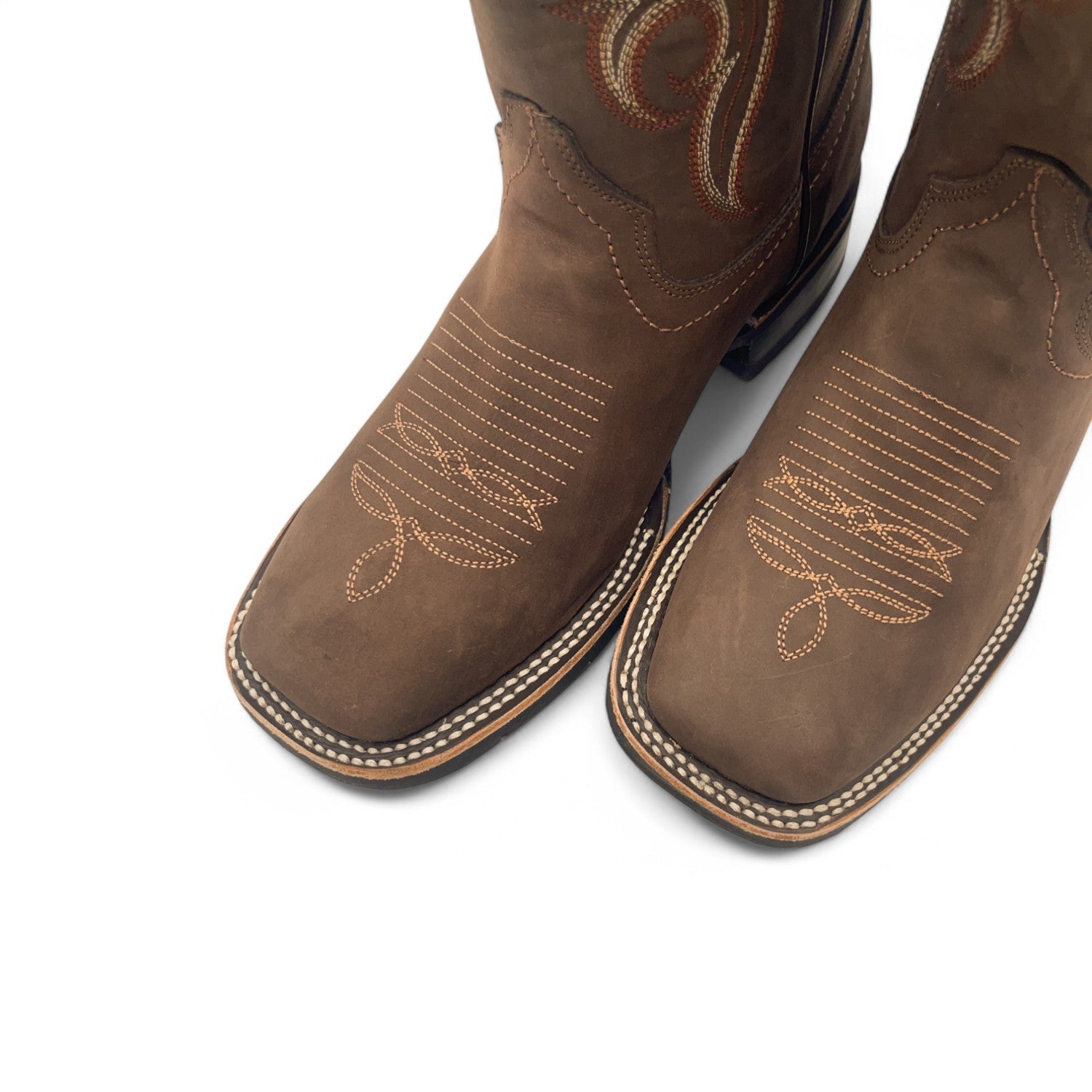 Men's Square Toe Leather Cowboy Boot Midcalf Rubber Sole