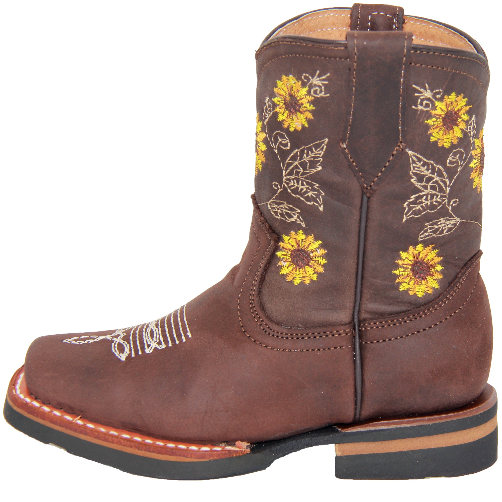 Kids Western Boot Girls Floral Sunflower Embroidered Cowgirl Cowboy Boot