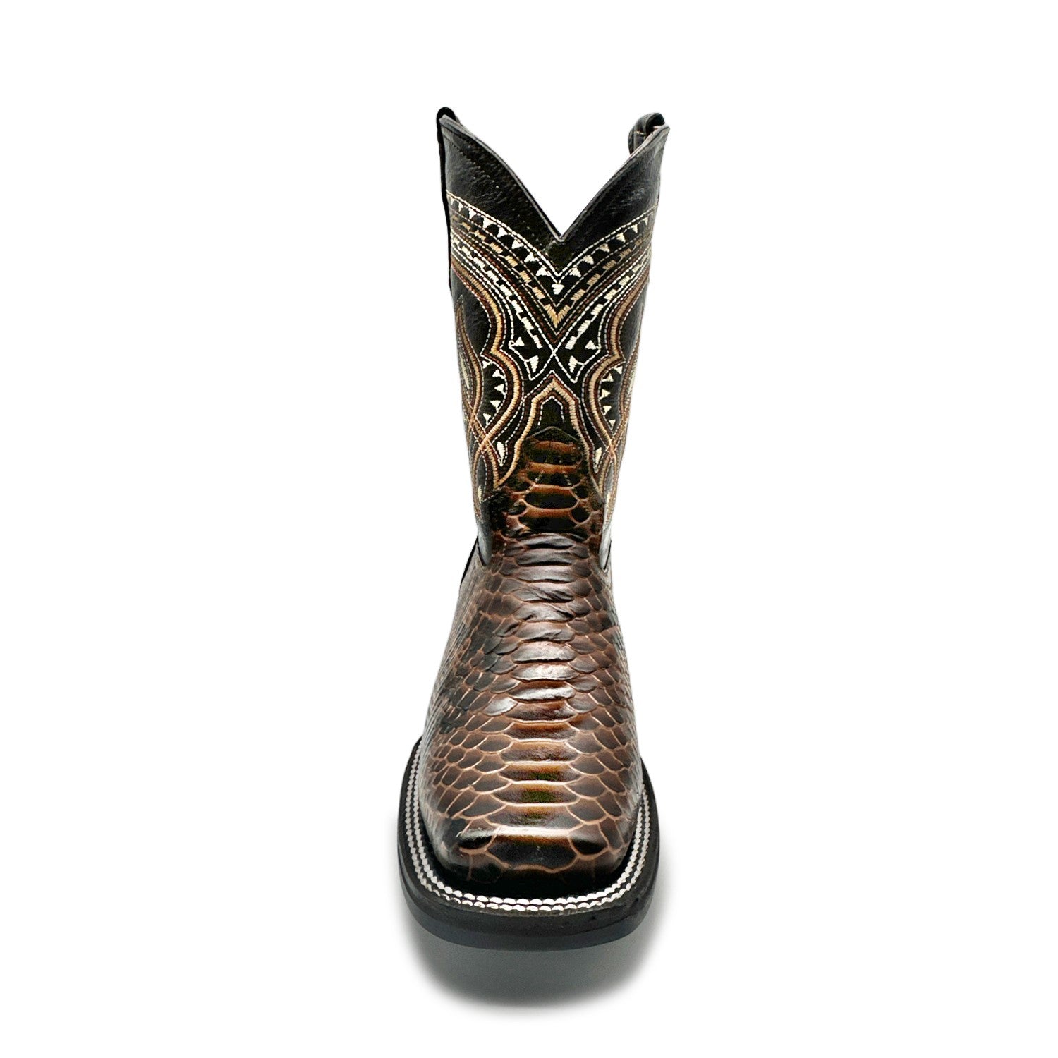 Men's Exotic Snakeskin Square Toe Phyton Print Genuine Leather Western Boots