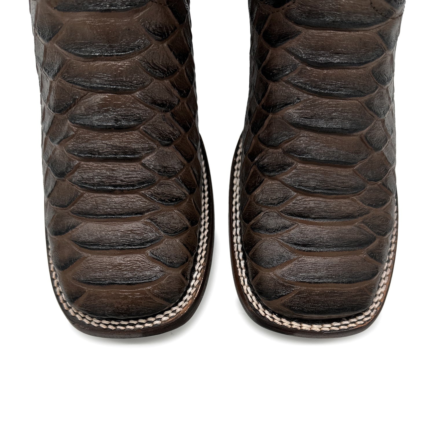 Men's Leather Exotic Python Print Square Toe Cowboy Boot