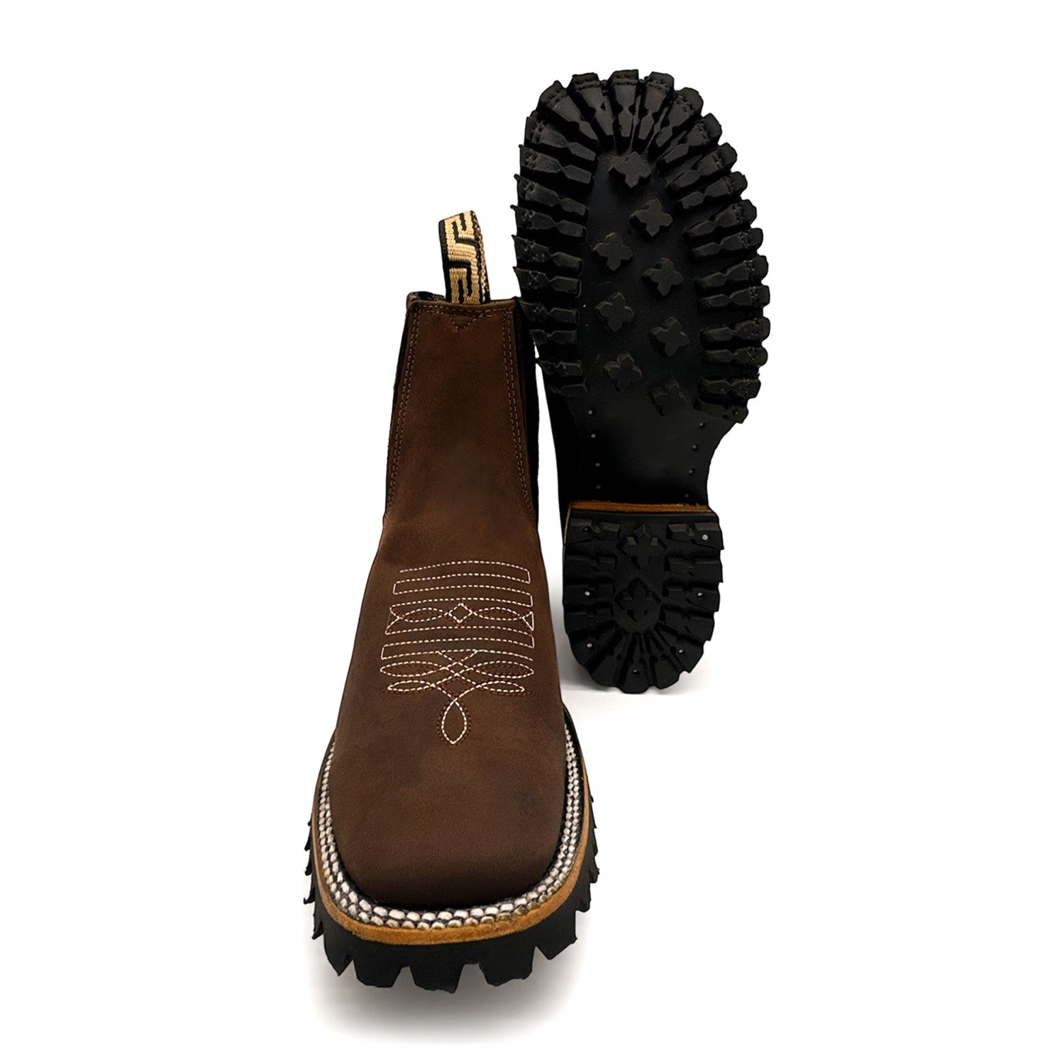 Men's Leather Square Toe Western Ankle Work Boot