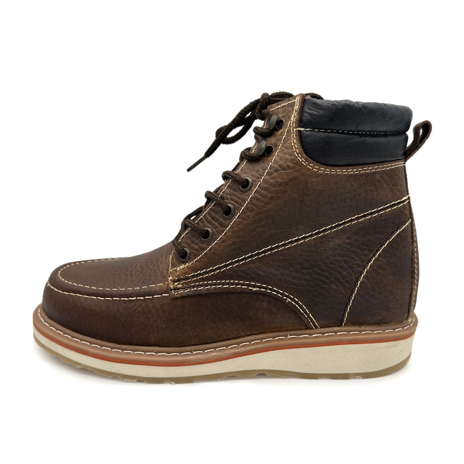 Men's Moc Toe Work Boots Soft Toe Genuine Leather Lightweight Construction Boot