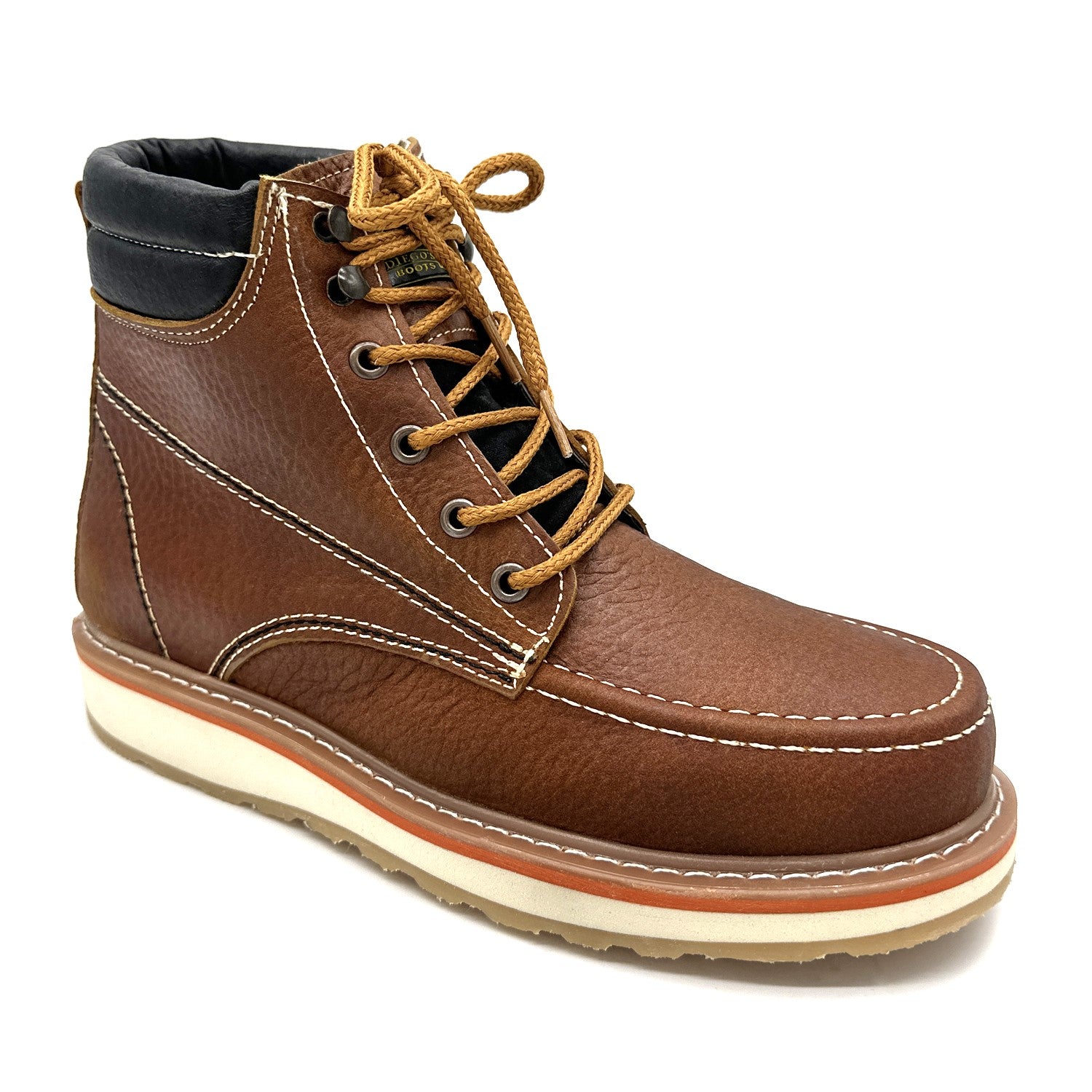 Men's Moc Toe Work Boots Soft Toe Genuine Leather Lightweight Construction Boot
