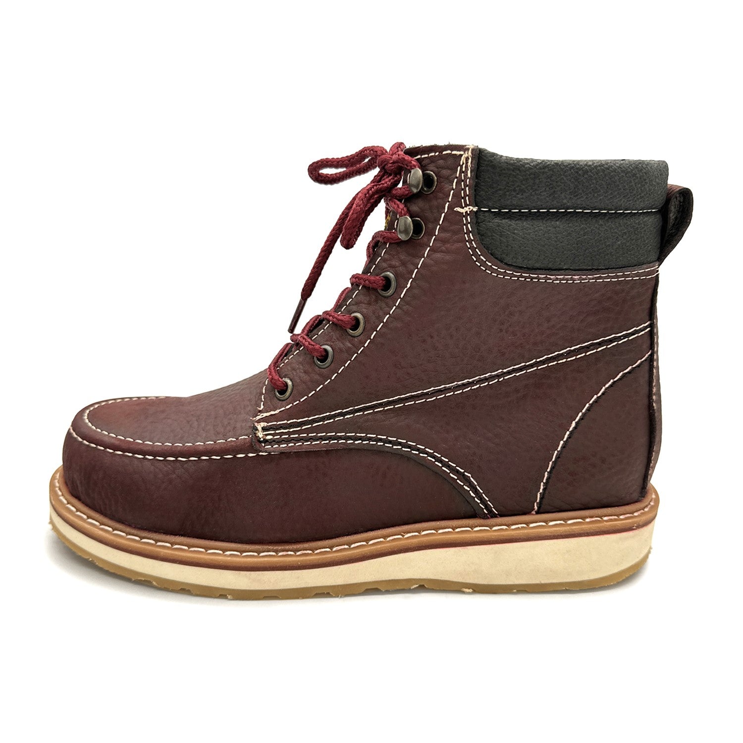 Men's Moc Toe Work Boots Soft Toe Genuine Leather Lightweight Construction Boot