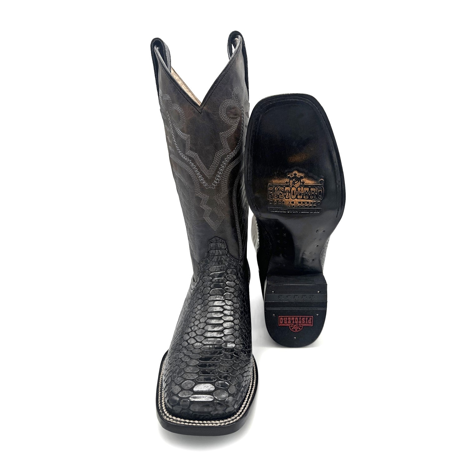 MENS EXOTIC PYTHON SNAKE PRINT SQUARE TOE LEATHER BOOT