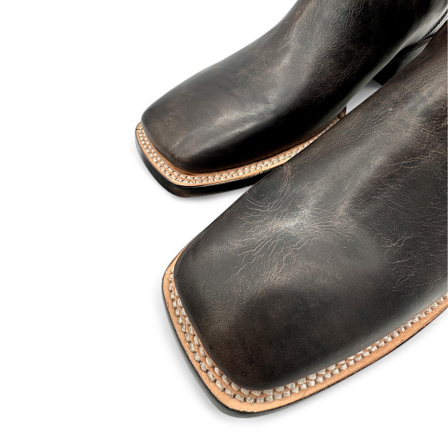 Men's Leather Cowboy Western Boot Ankle Square Toe Chelsea Boots