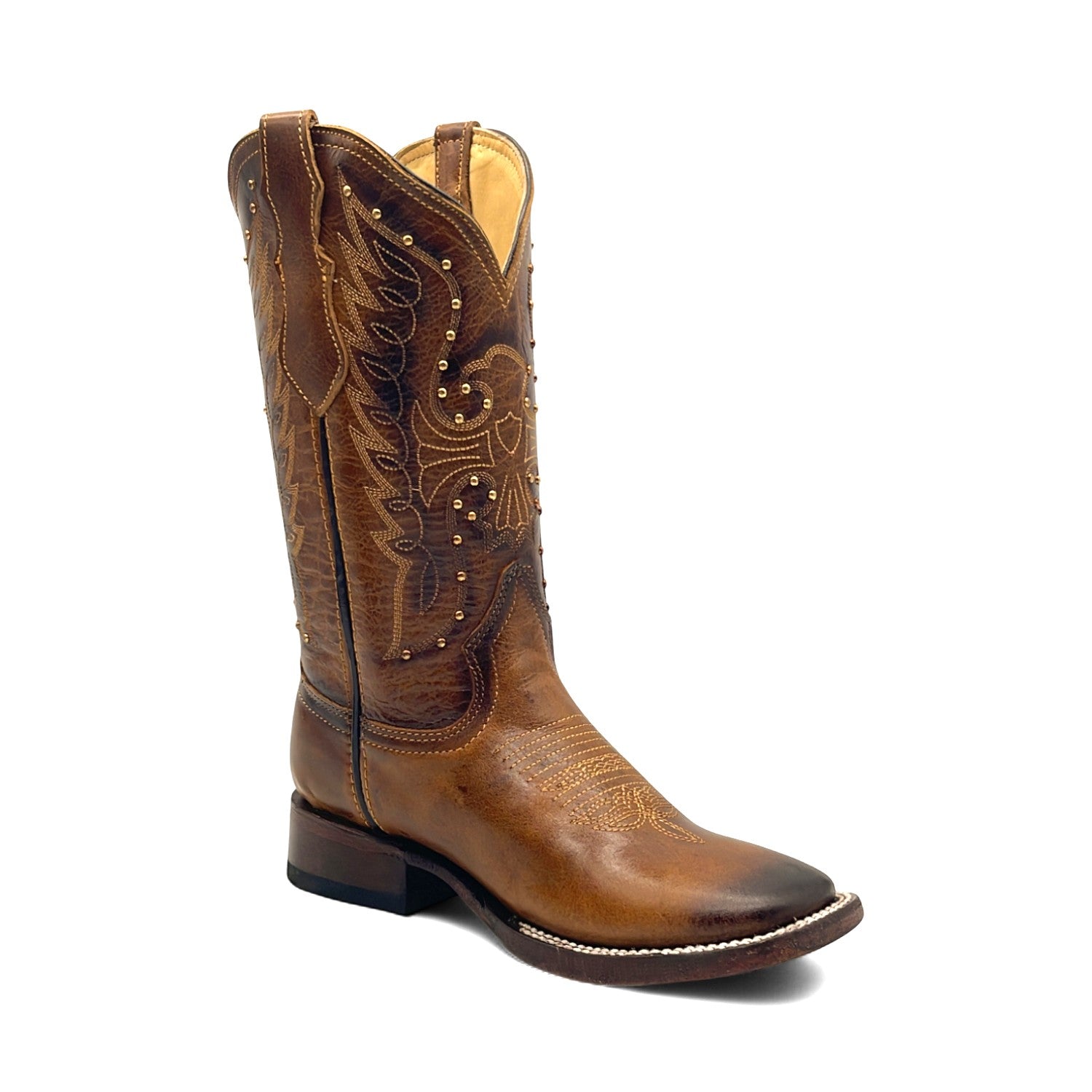 Women's Square Toe Western Leather Boots Midcalf Cowboy Boots