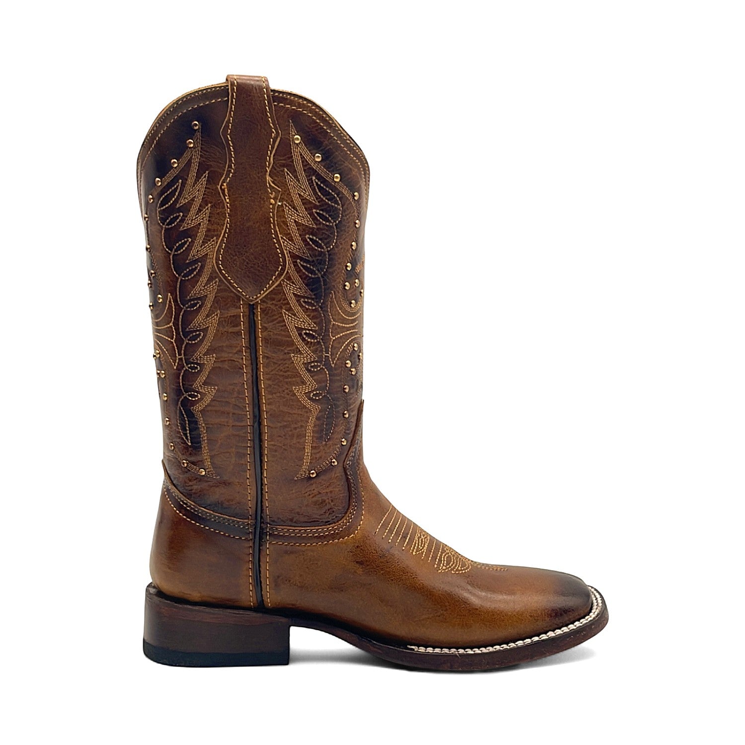 Women's Square Toe Western Leather Boots Midcalf Cowboy Boots