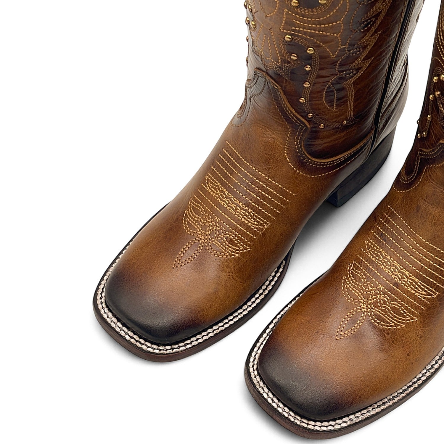 Women's Square Toe Western Leather Boots Midcalf Cowboy Boots